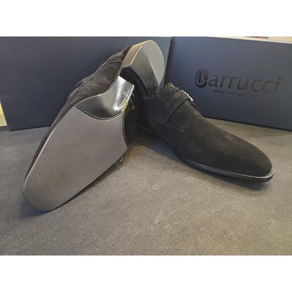 Garrucci Men Black Suede Shoes Hand Made Monk Strap Loafer US10.5D main image 4